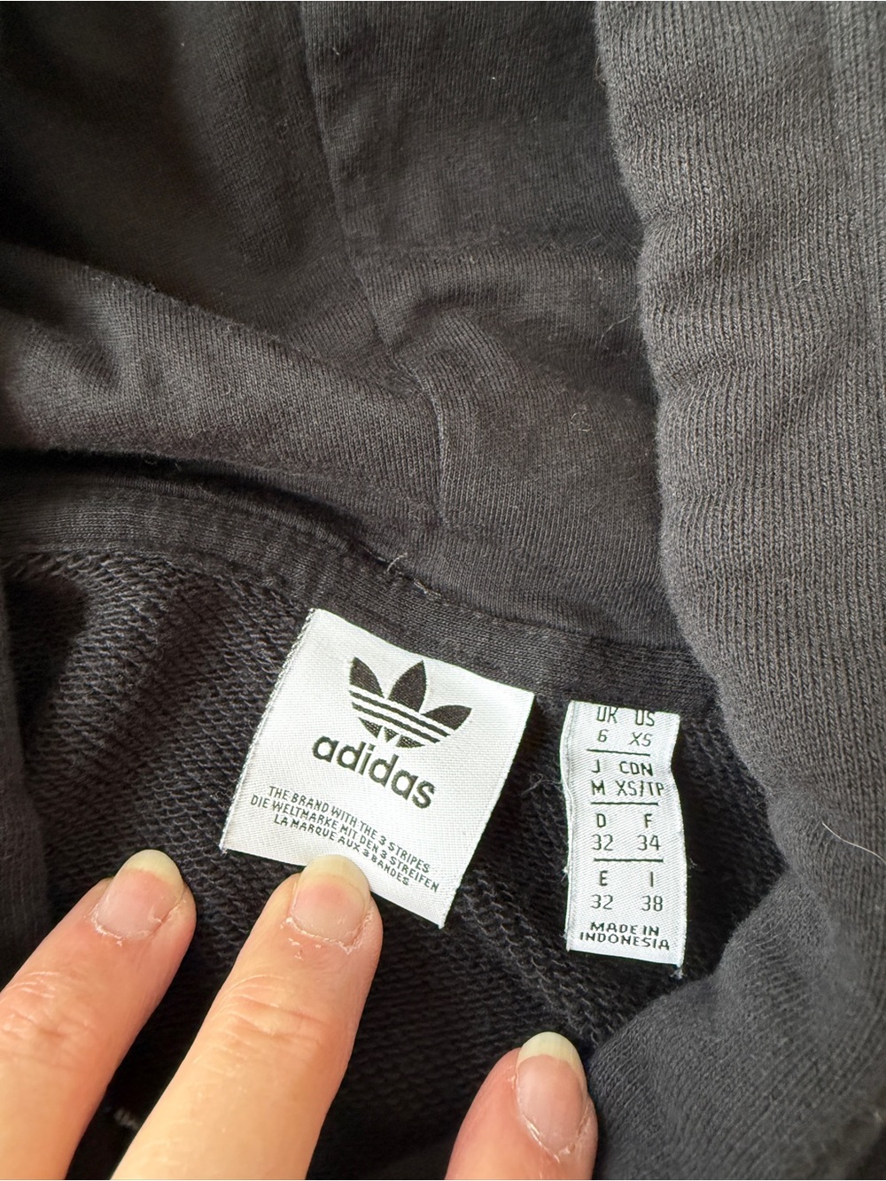 adidas Black and White Large Logo  Cropped Hoodie - Picture 7 of 11
